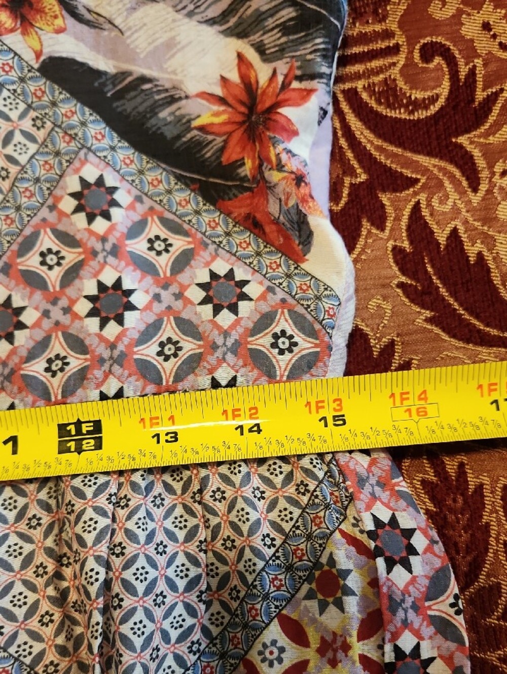 GiGiO Patchwork Floral Midi Dress, Medium, Like New - Picture 10 of 12